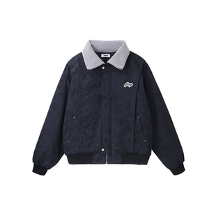 PCMY加绒加厚美式复古翻领棉服2025新款冬季爆款情侣保暖外套男女