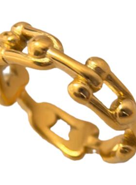 【DASEIN】欧美秋季潮流高级高质感简约独特设计马蹄扣素圈戒指