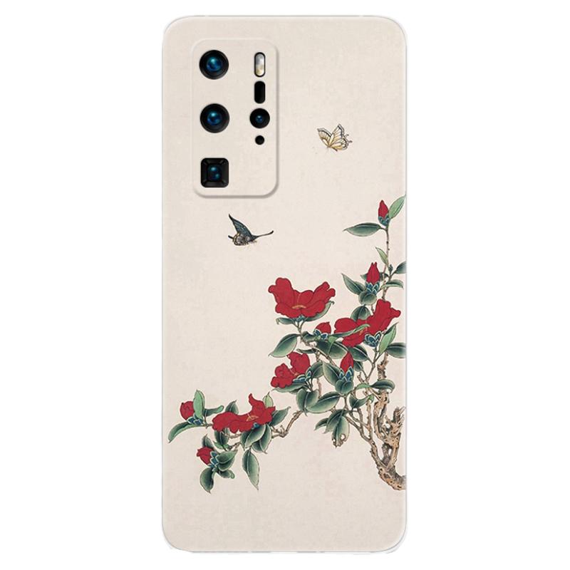 双蝶戏花适用华为p60手机壳P50p40p30p20pro+中国风p10p9plus复古文艺国画女款软e十art