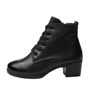 英之恋四季舞蹈鞋女真皮软底中跟水兵跳舞鞋女广场舞女鞋短靴子