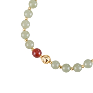 AJIDOU阿吉豆手饰女玉见山河系列和田玉S925银手链国风设计感手串