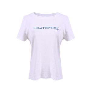 DeesseSicile 基础指南胸前刺绣字母短袖T恤女弹力修身正肩上衣
