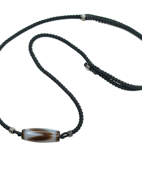 默生文玩虎牙天珠项链台湾手工珠