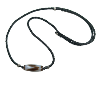 虎牙天珠项链男女横穿挂绳男女台湾老料天然西藏真品文玩正品配饰