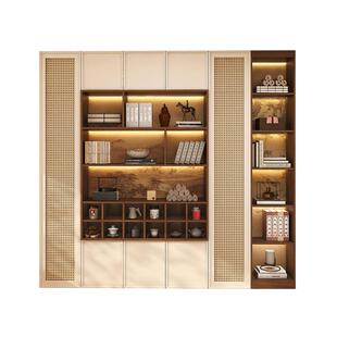 宋式美学实木书柜书桌一体家用电脑桌2025新款爆款双人学习桌定制