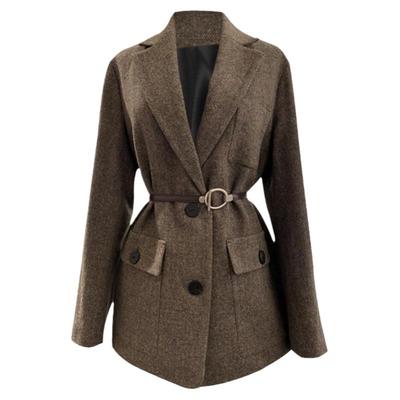 宽松人字纹小西装女2022春秋