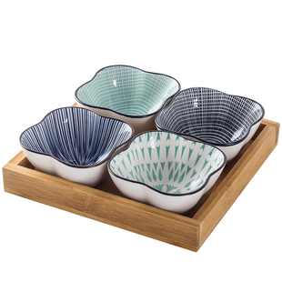 陶瓷分格果盘宫格零食盘日式客厅干果拼盘创意茶点盘餐厅小吃盘