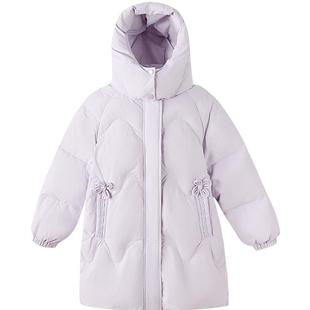 笛莎官方旗舰童装女童中长羽绒服冬季新款女孩大儿童三防蓄热加厚