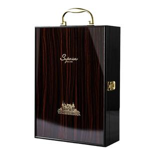 钢琴烤漆红酒礼盒双支包装盒高档单双瓶红酒木质盒子2装葡萄酒箱