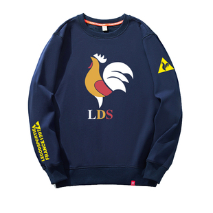 法国公鸡卫衣男加绒加厚宽松大码休闲运动纯棉圆领长袖秋冬季新款