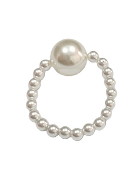 日韩素圈水晶珍珠女戒指