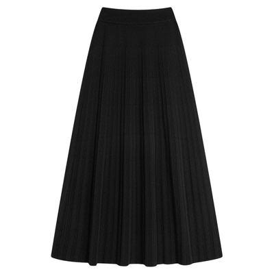 F2600-抽条松紧腰针织半身裙