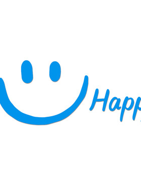 Happy汽车贴纸治愈文字电动车贴
