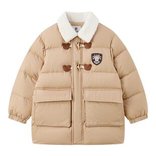 PawinPaw卡通小熊童装秋冬男童仿羊羔毛领羽绒服保暖防风