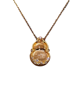 新中式金色拉丝水晶葫芦镶钻项链