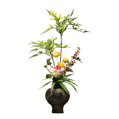 宋代美学陶瓷花瓶禅意南天竹插花