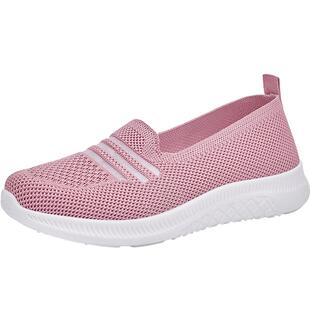 老北京布鞋女新款2026网鞋透气网面夏季女士一脚蹬小白运动妈妈鞋