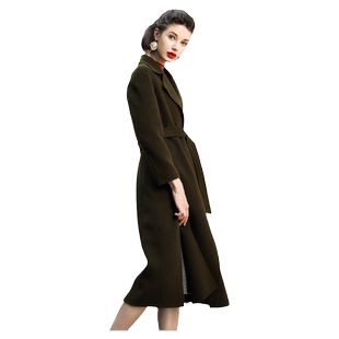 乔妮塔女装2025秋冬季新款西装领系带羊毛双面呢子大衣零羊绒外套