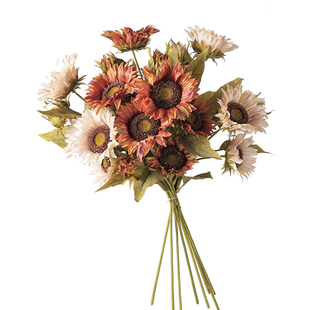 复古田园秋色向日葵仿真花摆设干花客厅大束假花装饰插花婚礼布置