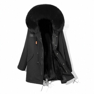 冬季派克服男款可拆卸整貂内胆皮毛一体仿狐狸貉子毛大衣皮草外套