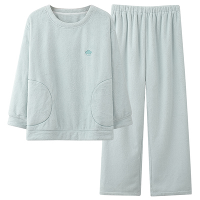 芬腾可安法兰绒睡衣女款秋冬季加绒保暖家居服套头加厚冬天珊瑚绒