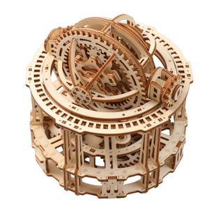 木质手工拼装构建积木拼图机械传动3D模型创意教玩具球形陀飞轮