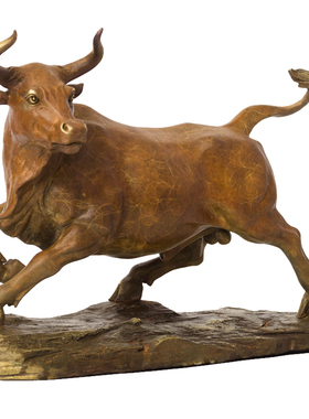 华尔街铜牛摆件牛气冲天客厅玄关办公室桌面装饰开业乔迁暖房礼品