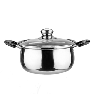 小锅子家用汤锅锅具不锈钢复底奶锅双耳多用燃气电磁炉通用不粘锅