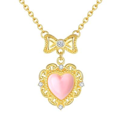 生日礼物周大生纯银爱心项链女