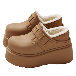 厚底棉拖鞋女款2026新款冬季矮子乐增高防水防滑保暖包跟棉鞋外穿