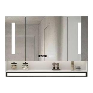 镜柜智能浴室单独挂墙除雾灯光卫生间收纳镜子实木带置物架梳妆镜