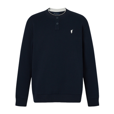 POLOWALK男式卫衣2026春季新品商务休闲双层圆领套头简系卫衣男