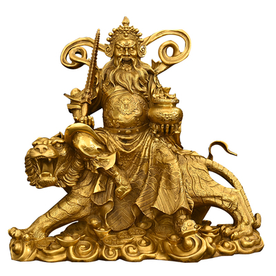 全铜武财神赵公明神像骑虎摆件