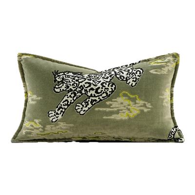 柏洛斯轻奢高端复古绿虎纹腰靠垫