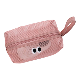 口袋旅行洗漱包可爱大容量手提内衣便携收纳化妆包网眼文具镂空
