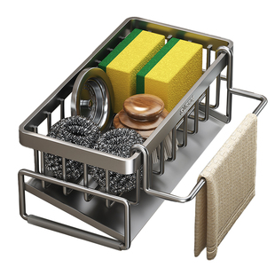 厨房置物架304不锈钢沥水架窄边水槽抹布架洗洁精收纳洗碗池龙头