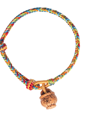 编织绳五彩桃篮桃木手链女脚链