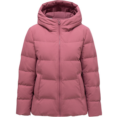 坦博尔新款中老年新年红羽绒服女短款连帽妈妈款宽松保暖外套冬