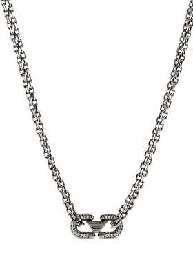 阿玛尼男士双层链条鹰标密镶项链