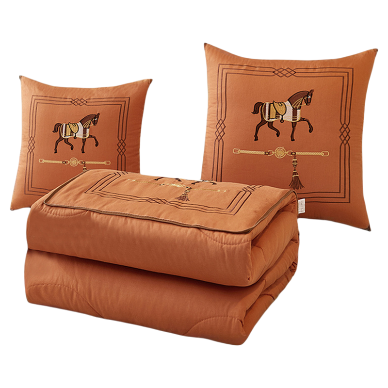 全棉抱枕被子两用二合一汽车办公室午睡枕头靠垫加厚纯棉保暖毯冬