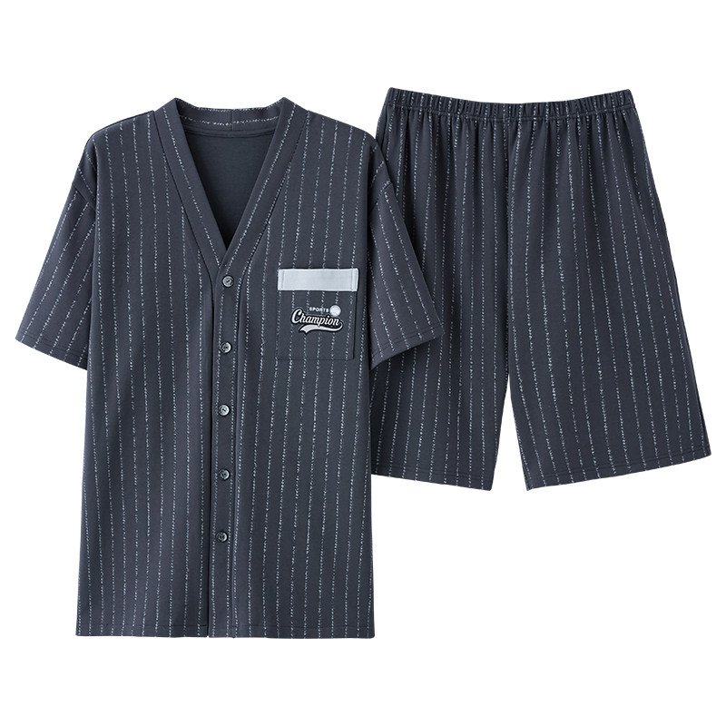 睡衣套装男士夏季短袖开衫和服
