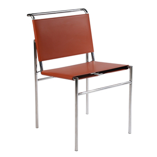 初森Roquebrune Chair罗克布伦椅中古风包豪斯不锈钢管皮艺餐椅子