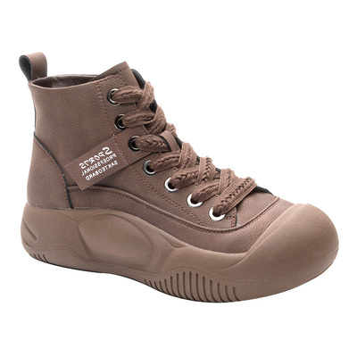 软厚底真皮休闲时尚萌丑高帮女鞋