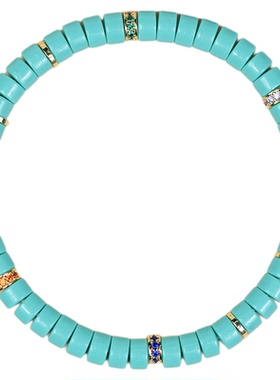 高瓷绿松石直切药片手串男女士款