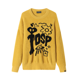 Dangerouspeople薛之谦dsp仿貂毛圆领毛衣潮牌软糯蓬松百搭针织衫