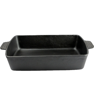 厨师专用铸铁无涂层不粘平底煎锅牛排烤肉饭店用烤鱼长方形锅木盖