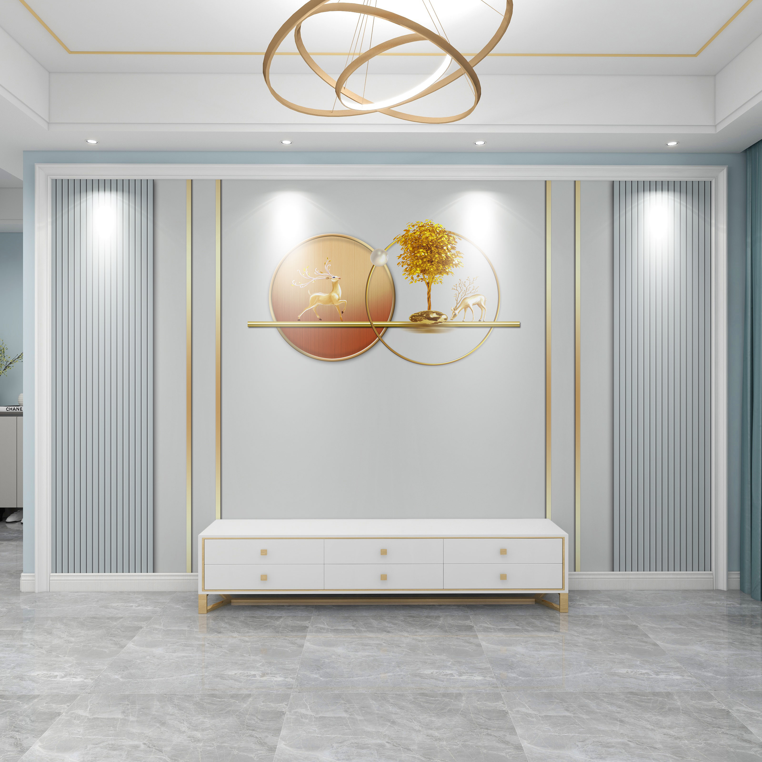 墙纸定制2023新款电视背景墙壁纸客厅3d轻奢壁布现代简约墙布壁画