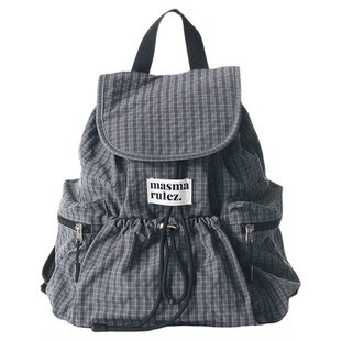 MASMARULEZ官方正品迷你灰色格子背包上学上班旅游通勤女生双肩包