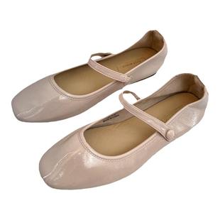 《上东区名媛》源单少量复古酒红亮皮玛丽珍鞋舒适芭蕾鞋平底单鞋