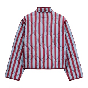 ZA外贸出口女装新品长袖蓝红条纹拿破仑棉服结扣外套 8372334 601